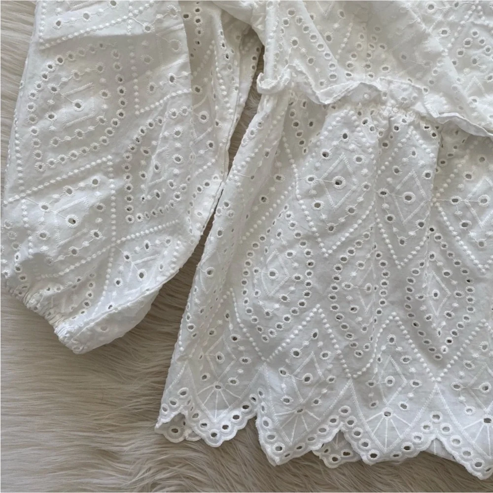Anthro Misa Los Angeles Sera Off the Shoulder White Eyelet Lace Top